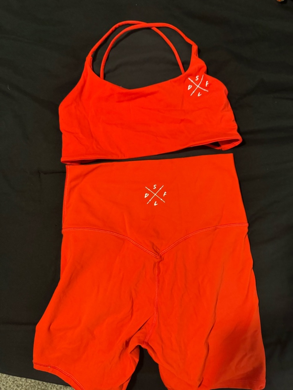 Red Athletic Crop Top & High-Waist Bike Shorts Set